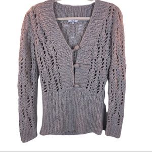 Kaity Open Knit Long Sleeve Sweater Lilac Color